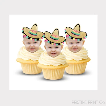 12pcs Fiesta Cupcake Toppers | Mehiški Cupcake Toppers | Fiesta Rojstni dan Vabilo | Obraz izrezan Toppers | Prvi Fiesta